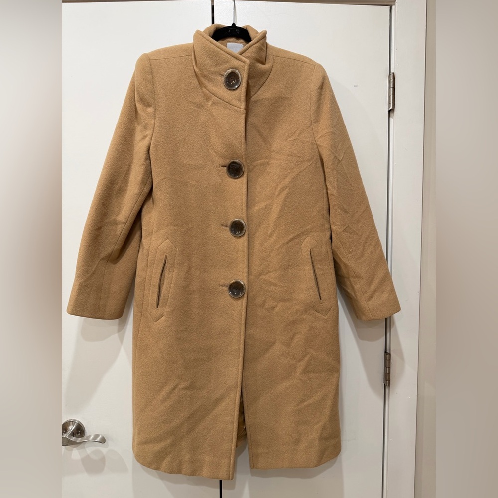 Fleurette Loro Piana 100% CamelHair Coat Camel Funnel Neck USA Made Size 10